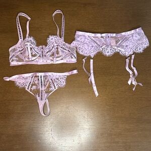 Honey Birdette Elegant Lace Lavender Lingerie Set